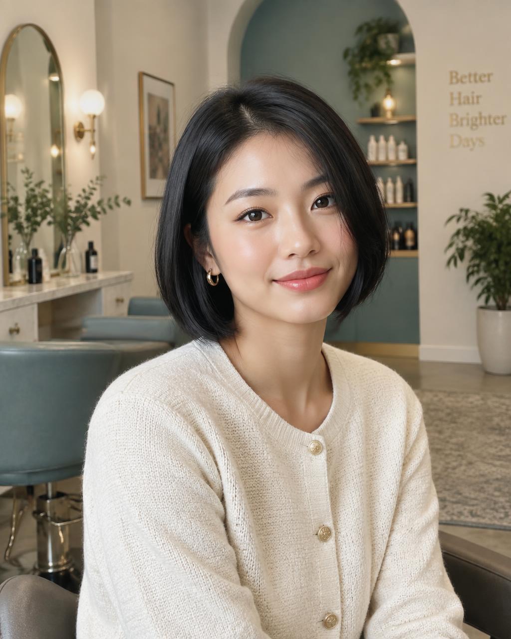 Woman with a sleek bob haircut